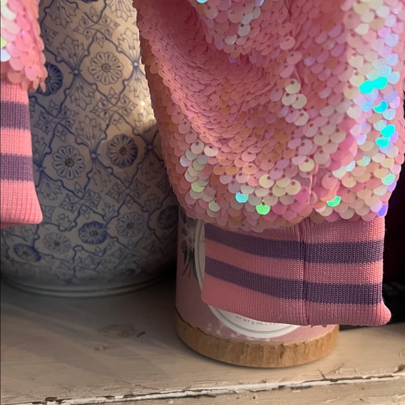 Pink Sequin Jacket with Butterfly Patches custom made by 3 wildflower designs !! - Picture 5 of 13